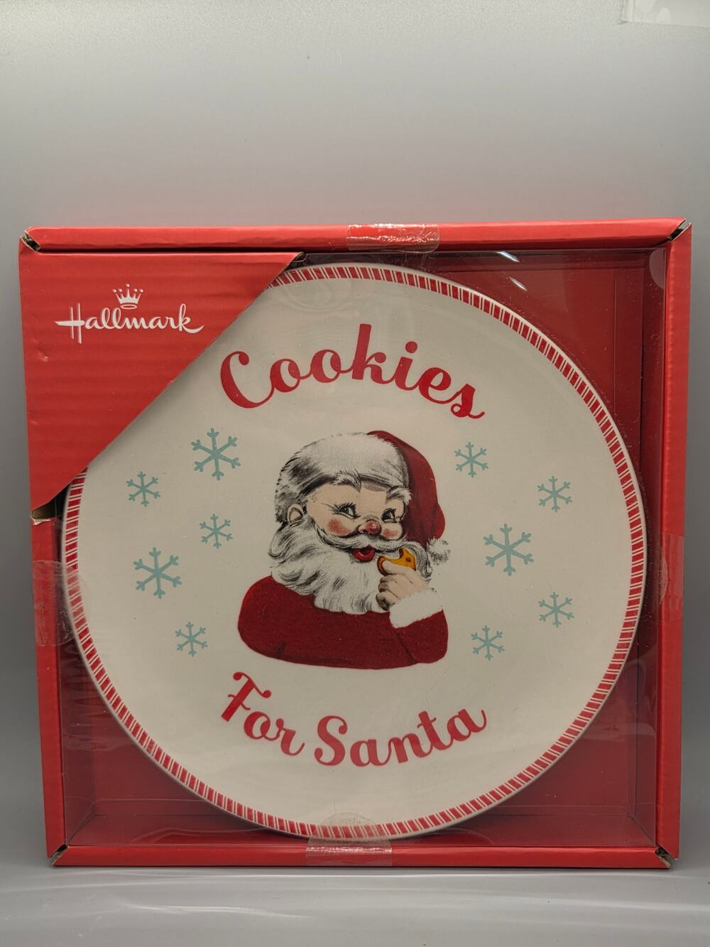 Hallmark Cookies for Santa Plate Christmas 9x9 #86183 New Open Box